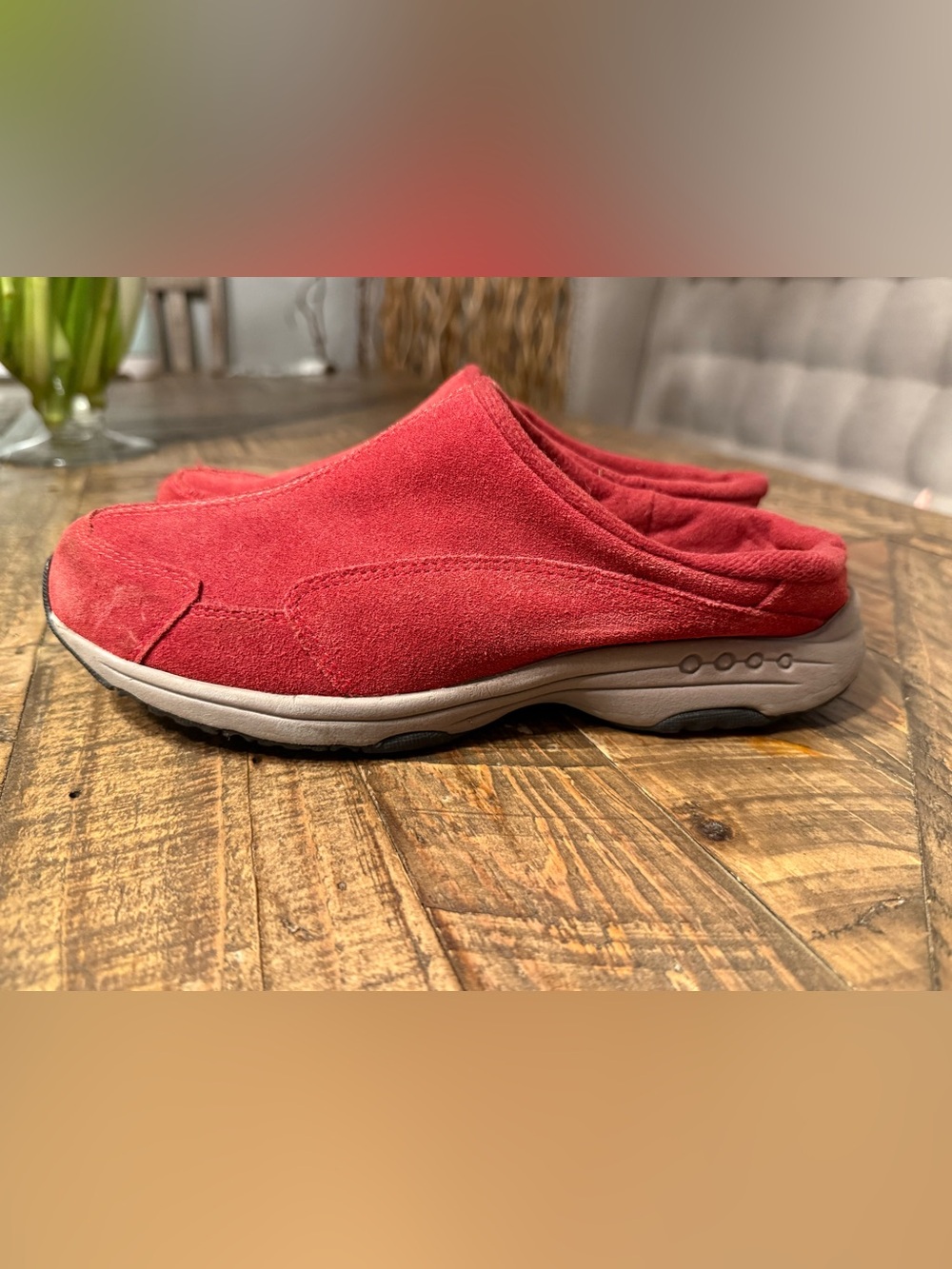 Easy Spirit Women’s Red Suede Slip-On Sneakers